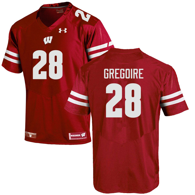 Men #28 Mike Gregoire Wisconsin Badgers College Football Jerseys Sale-Red